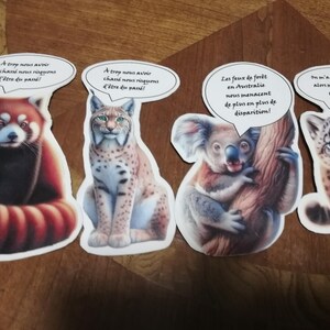 Lot de 4 marque-pages fait à la main, animaux en voie de disparition, signets