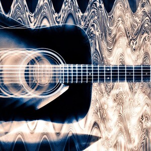 fine art, photo panel, furnishing element, print on special paper, Hahnemhule paper, photographic art, guitar, sound waves