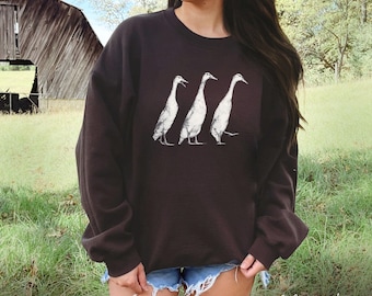 Runner Duck Sweatshirt | gift for duck mom, cottage core sweater, duck gift, duck sweater, goose sweatshirt, duck art, farm animals