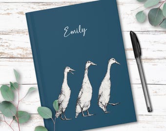 Custom Journal Runner Ducks | hardcover journal, duck notebook, duck journal, duck mom, duck lover gift, personalized journal