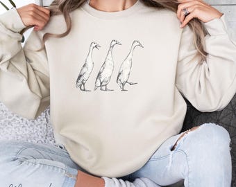 Runner Duck Sweatshirt | gift for duck mom, cottage core sweater, duck gift, duck sweater, goose sweatshirt, duck art, farm animals
