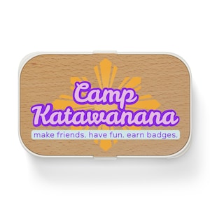 Lonchera Bento con el logotipo de Camp Katawanana: un recipiente divertido y divertido para niños, picnic, regreso a clases y preparación de comidas para niños.