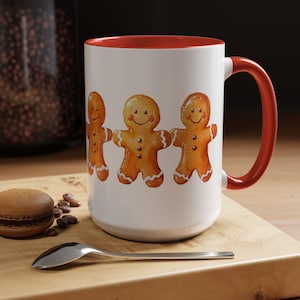 Mug, Gingerbread Man Christmas Cookie Cup, Holiday Hot Cocoa, Festive Tea, Gift for Bakers, Winter Drinkware, Kitchen Decor