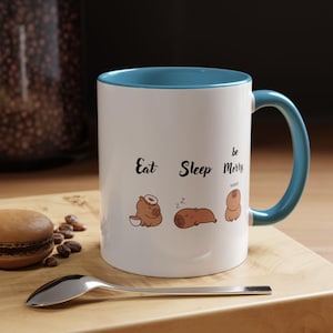 Linda taza de capibara, divertida taza de café con forma de animal para amantes de los capibaras, diseño de dibujos animados caprichoso, regalo para amantes del café, come, duerme y sé feliz