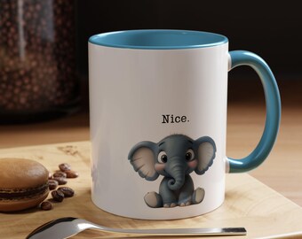 Elephant Coffee Mug, Cute Animal Cup, Gift for Kids, Hot Chocolate Tea, 11 15oz Sizes, White Ceramic Drinkware