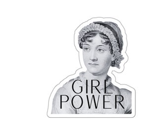 Jane Austen &quot;Girl Power&quot; Sticker: Feminist Literary Vinyl Decal for Laptops, Notebooks, & More