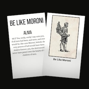 Cartões de memória imprimíveis inspiradores do Capitão Morôni Livro de Mórmon Tamanho 3x5