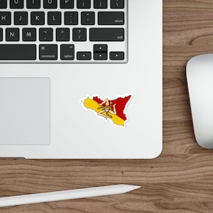 Sicily Trinacria Sticker: Red and Yellow Sicilian Flag Vinyl Decal
