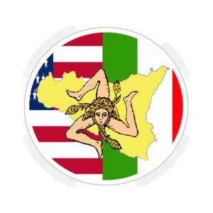American Italian Sicilian Flag  Stickers, Kiss-Cut Decals for Laptop Water Bottles Travel Case, Sicily Trinacria Outline Design