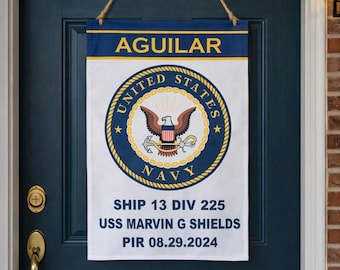 Flag Banner Graduation / Military Garden Flags / Custom Military Garden Flag / Navy Door Decor/PIR Navy/Bootcamp/PIR /Navy Graduation Gift
