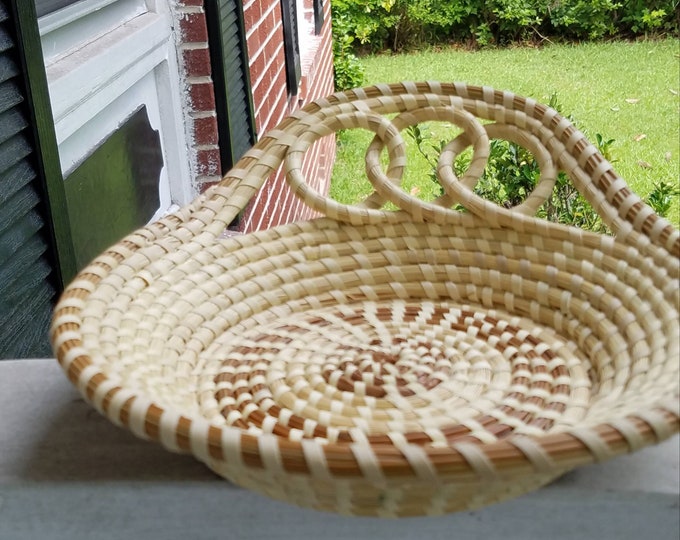 Gullah Sweetgrass Basket Medium Triple Loops Serving Dish Etsy