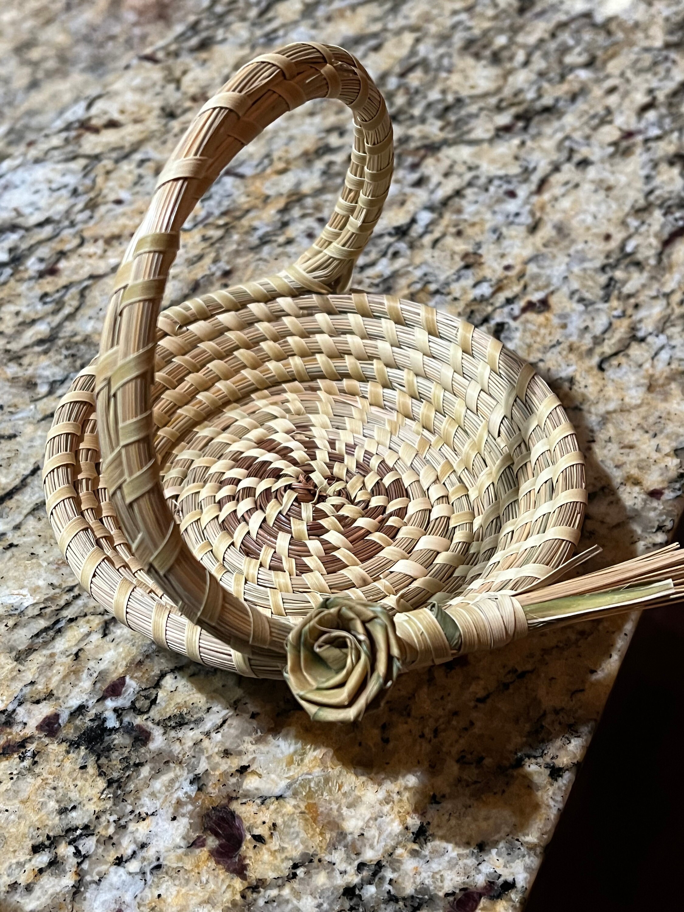 Gullah Sweetgrass Basket sm Flower Girl Basket With Rose Etsy Australia