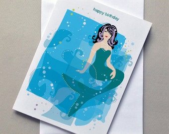 Mermaid Birthday Card, Mermaid, Birthday Card, For Her, Girl, Sale