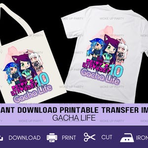 Printable Gacha Life T-shirt iron on transfer, Gacha Life life t-shirt, Gacha Life sticker, Gacha Life birthday, Gacha Life Party