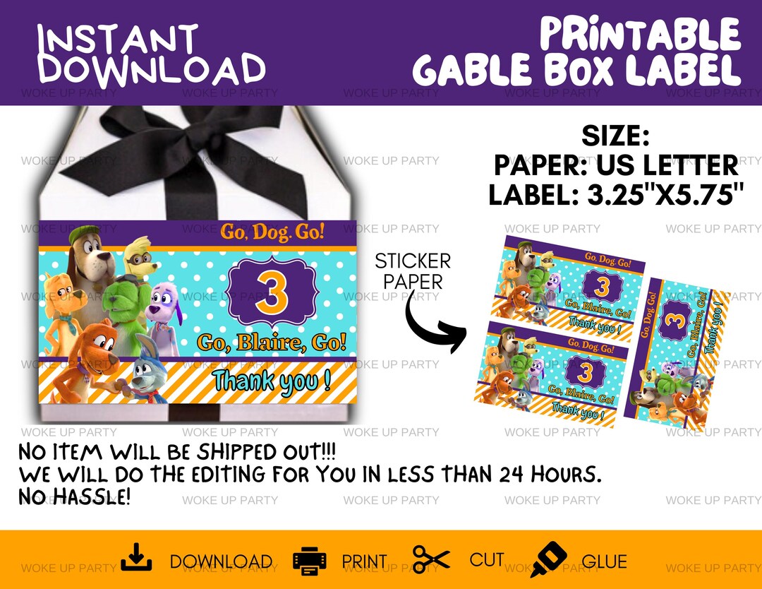 Printable Go Dog Go Gable Box Label, Go Dog Go Topper, Go Dog Go ...