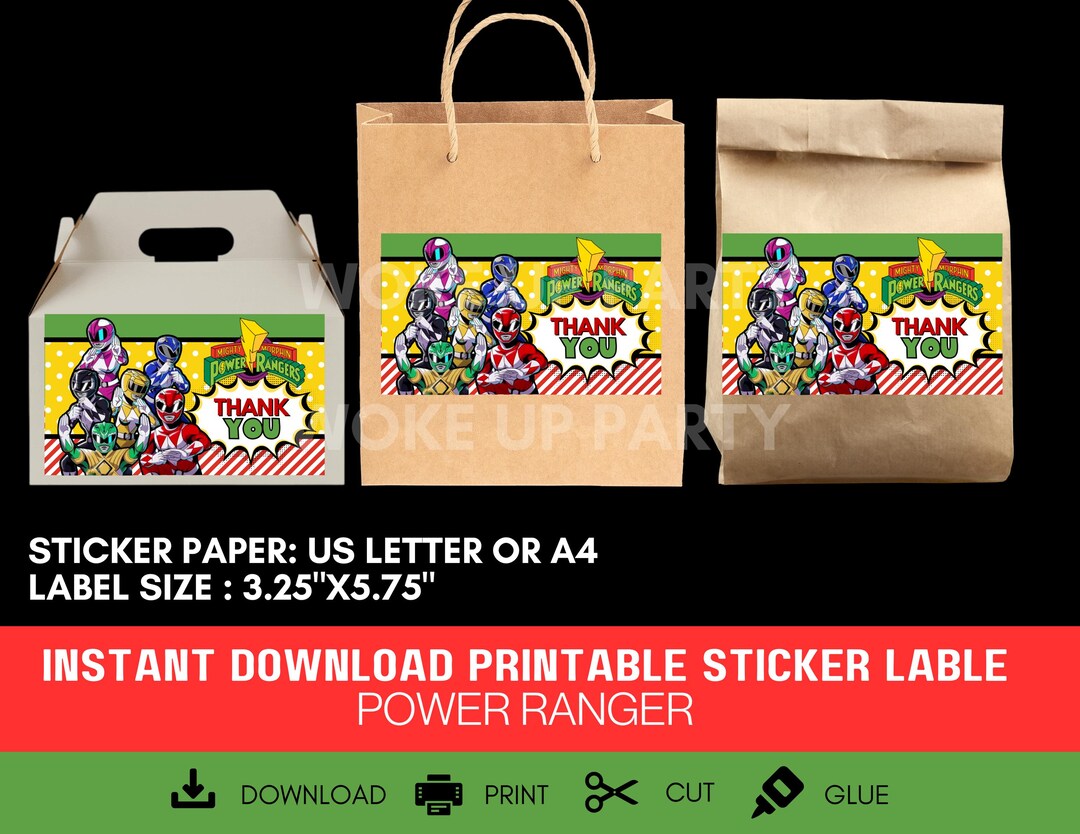Printable Power Rangers Label: Printable Party Decorations (PNG & PDF ...