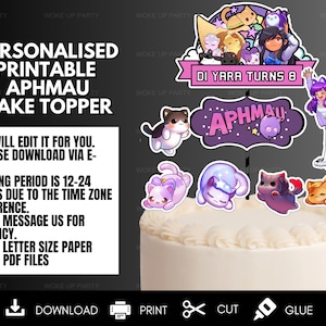Personalised Printable Aphmau Cake Topper, Aphmau Centerpiece, Aphmau Cupcakes, Aphmau Sticker, Aphmau Tshirt, Aphmau Party