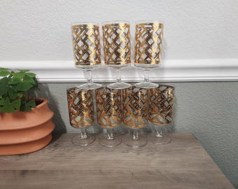 7 Georges Briard Vaso alto de oro español con diamantes, firmado MCM