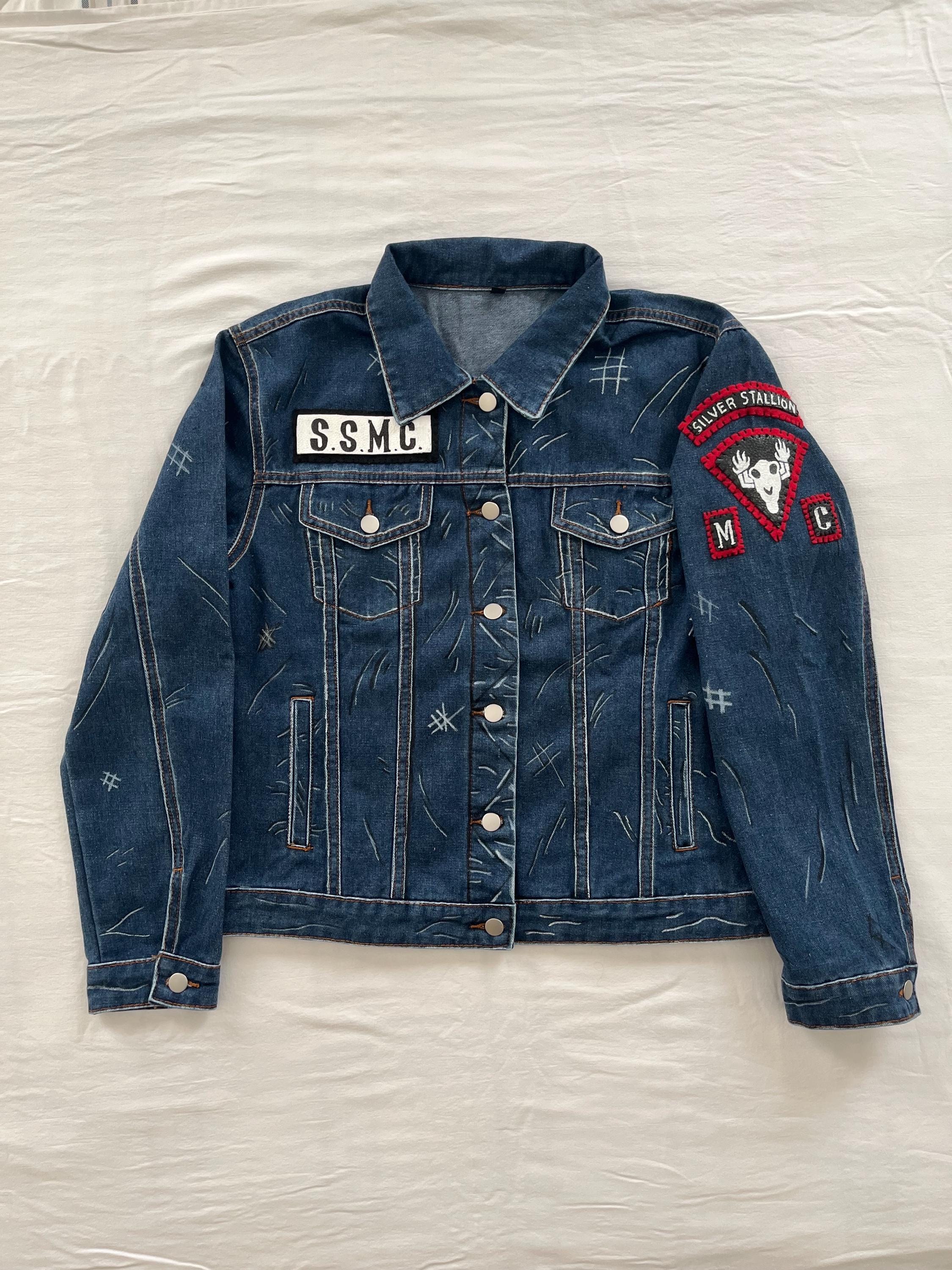 KILL CITY スタッズ デニムベスト バック刺繍 狼 JULIAN MC Clementines Jacket- (MENS SIZING) - Telltales the Walking Dead