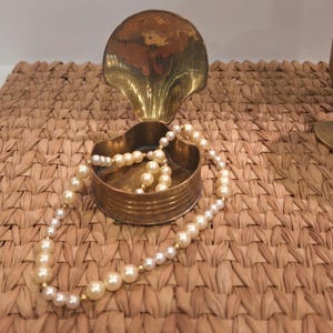 Brass shell vintage trinket box