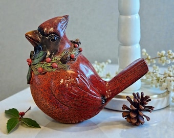 festive Cardinal bird house