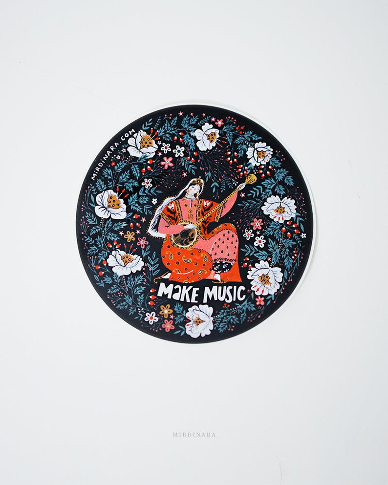 Vinyl Sticker Round Make Music image 1