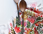 Multicolor Flower Tea Towel 100% cotton, 20"x30", comes in a gift packaging with a complimentary recipe card
