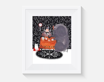 Giclee Print, Tea With An Elephant Art Print