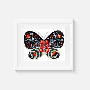 Giclee Print, Folk Butterfly Art Print