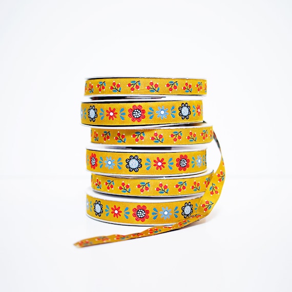 Folk Small Birds Ribbon 78 by yard