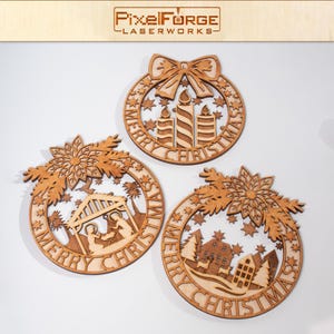 Elegant Multi-Layered Birch Wood Christmas Wreaths | 29cm Unique Designs