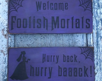 FREE SHIPPING* Halloween Wall Decor, Haunted Mansion Welcome Signs, Halloween Decor, Disney Wall Decor, Foolish Mortals