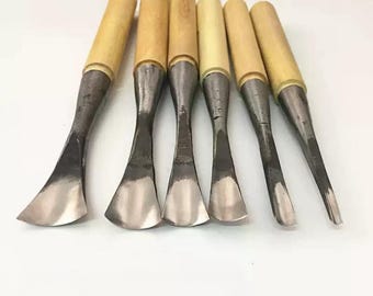 Conjunto de cinzel para entalhe em madeira | Ferramentas artesanais para entalhe em madeira dura | Goiva redonda pré-afiada para marcenaria