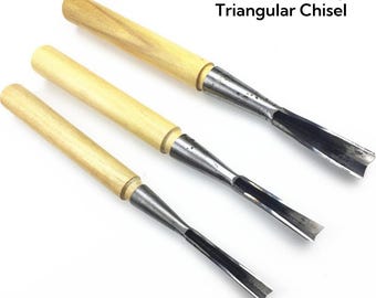 Handcrafted Wooden Carving Triangular Chisel | Precision Woodworking Tool for Fine Detailing