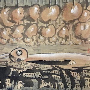 ORIGINAL Ink &quot;Fruit&quot;. Ink Painting &quot;Fruit&quot;. Ink Painting Vintage Inspired. Moody Decor. Original Ink Painting. Original Ink Drawing.