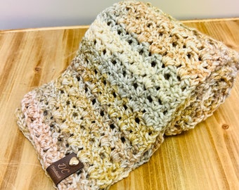 Vanilla Sand Scarf Crochet Knit Neck Warmer Ready to Ship