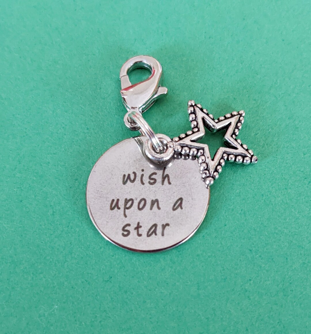 Star Clip on Charm, Wish Upon a Star Planner Charm, Purse Charm, Zipper