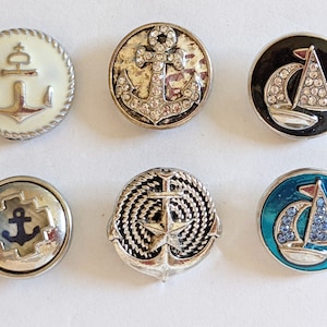 Snap Jewelry, Sail boat, Anchors, Snap Buttons and Snap Charms, Fits 18-20mm, Ginger Snaps, Noosa, Magnolia and Vine