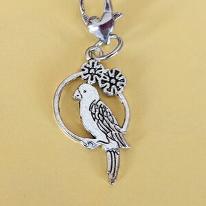 Bird Clip On Charm, Tibetan Silver Charm with Silver Plated Lobster Claw Clasp, Bird Lover, Zipper Pull, Purse Charm