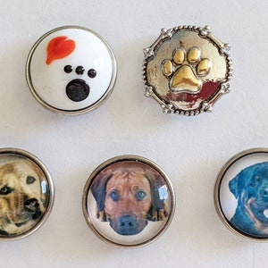 Dog Snap Charms, Snap Buttons for Snap Jewelry. Fits 18-20mm, Bling, Ginger Snaps, Noosa, Magnolia and Vine