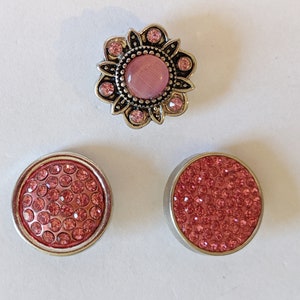 Pink Snap Charms,  Snap Buttons for Snap Jewelry. Fits 18-20mm, Bling, Ginger Snaps, Noosa, Magnolia and Vine