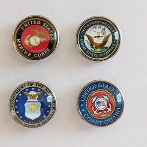Snap Buttons, Marine, Navy, Air Force, Coast Guard, Snap Charms for Snap Jewelry. Fits 18-20mm, Ginger Snaps, Noosa, Magnolia and Vine