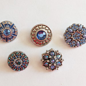 Blue Snap Buttons, Snap Charms for Snap Jewelry. Fits 18-20mm, Ginger Snaps, Noosa, Magnolia and Vine