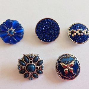 Snap Charms, Sapphire Blue Snap Buttons for Snap Jewelry. Fits 18-20mm Ginger Snaps, Noosa, Magnolia and Vine