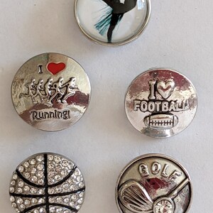 Sports Snap Charms, Ballet, Running, Basketball, Golf, Snap Buttons for Snap Jewelry. Fits 18-20mm, Ginger Snaps, Noosa, Magnolia and Vine