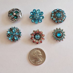 Blue Snap Charms, Aqua Snap Buttons for Snap Jewelry. Fits 18-20mm Ginger Snaps, Noosa, Magnolia and Vine