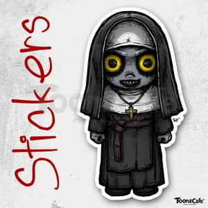 Nonne fantôme, Stickers nonne fantasmagorique, Décoration d'Halloween, Autocollants effrayants, Dessins animés d'horreur, Cadeaux uniques, Stickers vitres de voiture, Stickers effrayants