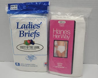 Vtg Fruit of Loom Hanes Her Way Ladies Cotton Briefs Granny Panties Sz 10 NEW