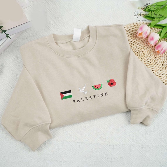 Embroidered Palestine Icon Sweatshirt, Palestine Destination Shirt, Home Pride Shirt, Palestine Gift, Travel Summer Shirt