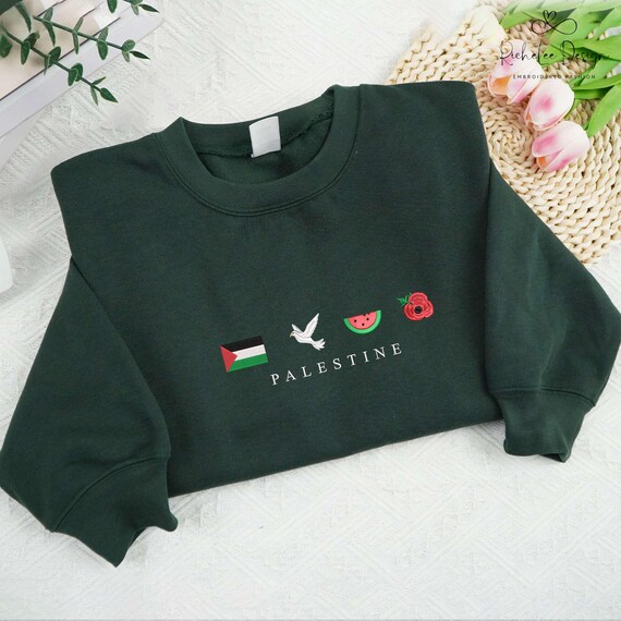 Embroidered Palestine Icon Sweatshirt, Palestine Destination Shirt, Home Pride Shirt, Palestine Gift, Travel Summer Shirt View 3